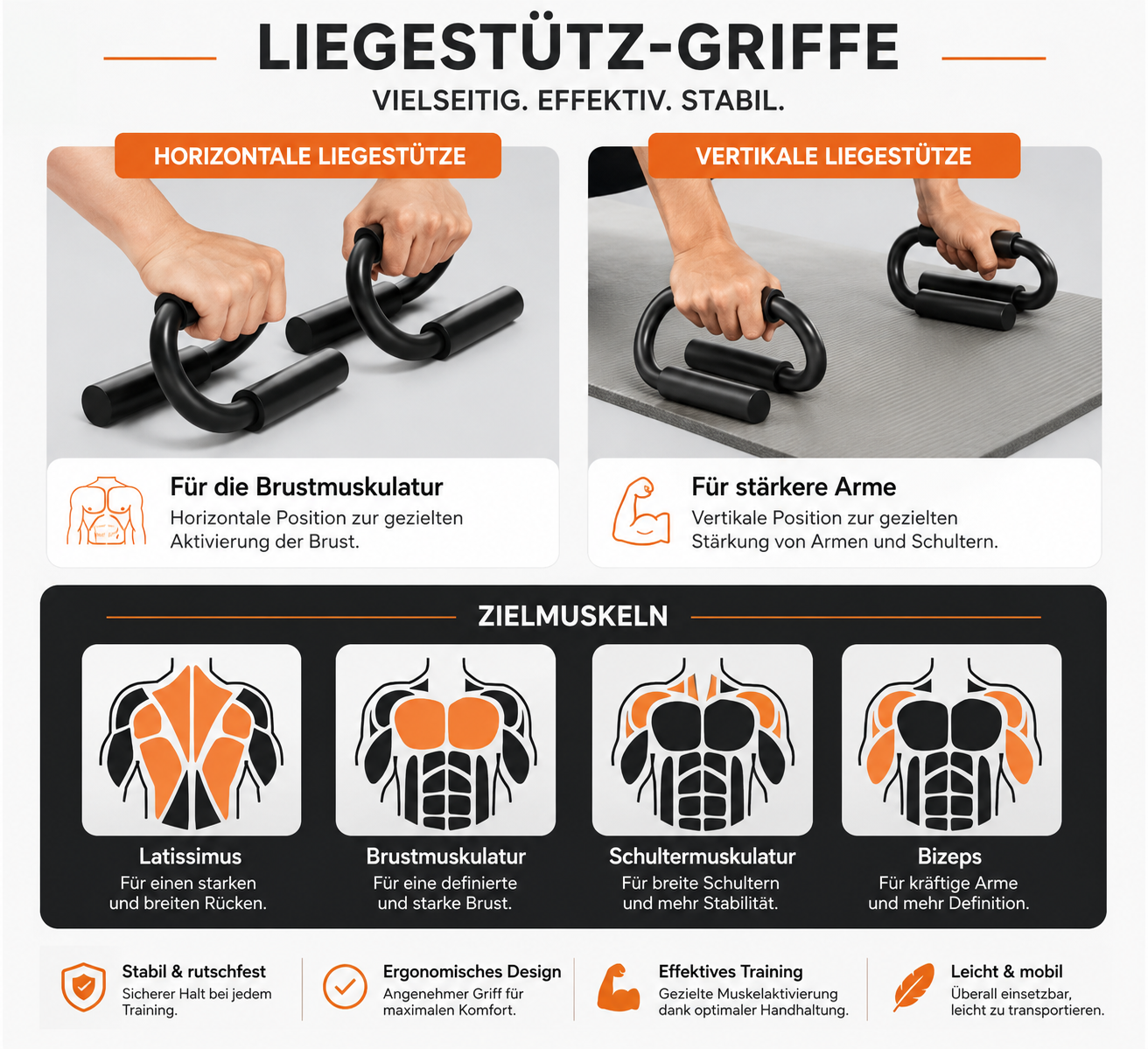 NexFit Push-Up Griffe – Ergonomisch & Rutschfest | Krafttraining